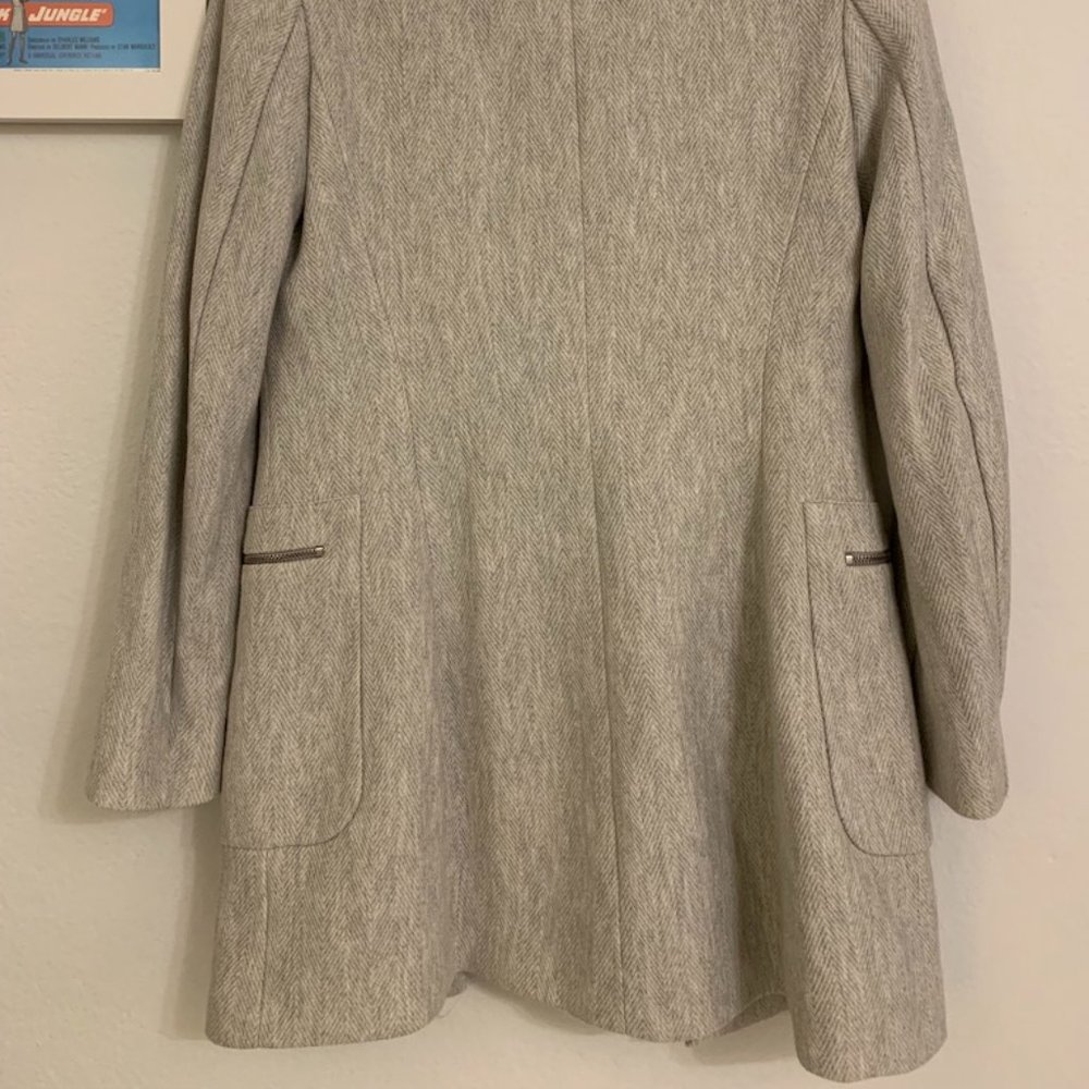 Zara Basic Collection Grey Midi Coat Size Xs - image 3